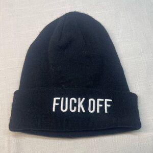 Spencer's Black Beanie with White Embroidery